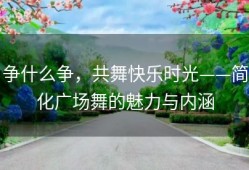 争什么争，共舞快乐时光——简化广场舞的魅力与内涵